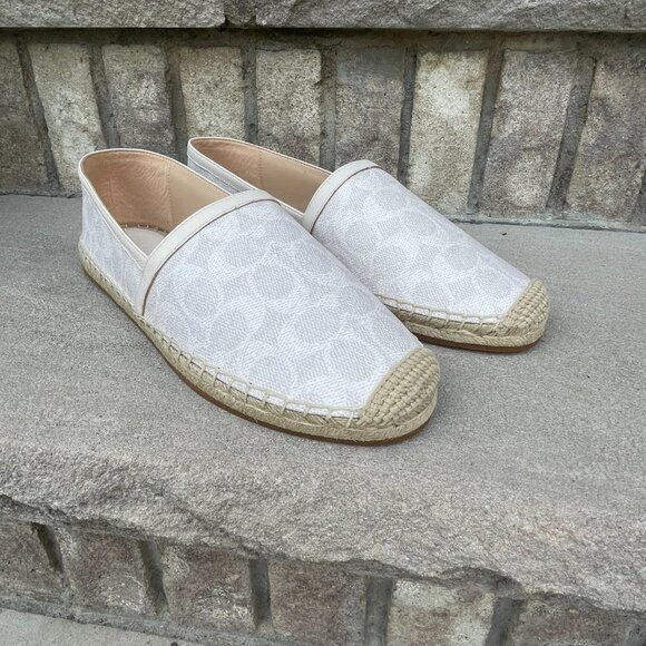 COACH COLLINS Coated Canvas Espadrille 9.5 Women's Slip On Shoe White Monogram - Picture 7 of 14
